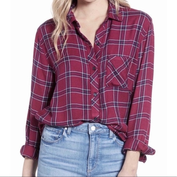 Rails Hunter Plaid Merlot Navy Button Up Shirt | MEDIUM - Picture 1 of 9